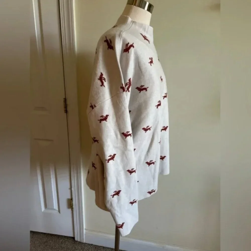 Anthropologie Maeve The Carys Mock-Neck Sweater dachshund dog graphics size XL - Picture 4 of 10